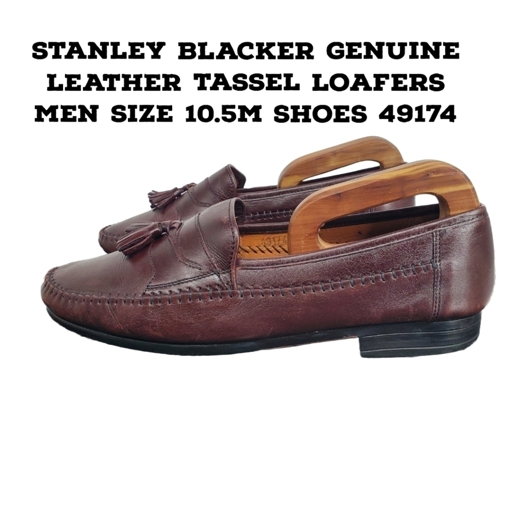 Stanley Blacker Genuine Leather Tassel Loafers Men Size 10.5M Shoes 49174